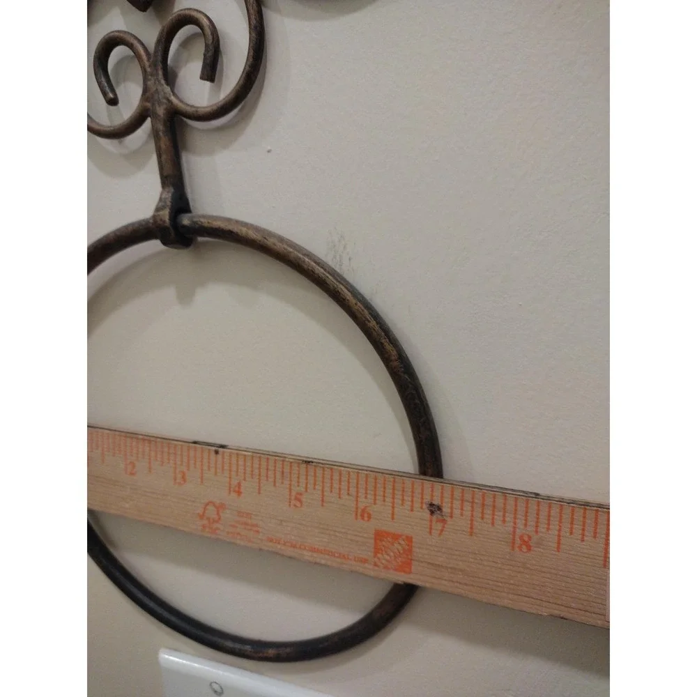 Vintage Antique Fleur De Lis‎ Brass Metal Towel Ring Holder Easy To Install